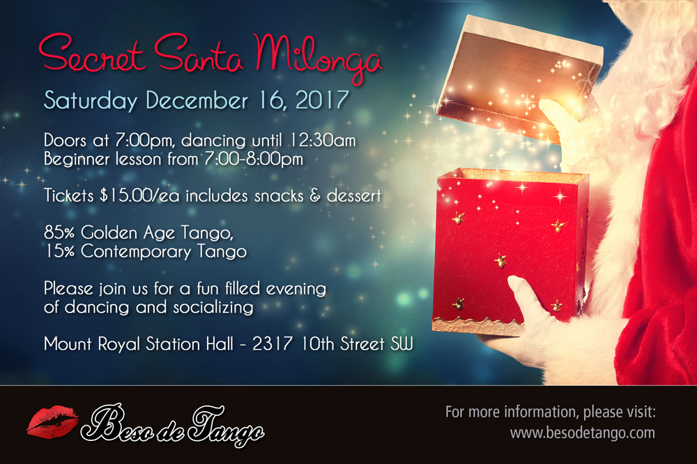 Diciembre 16-2017 Beso de Tango "Secret Santa" Milonga